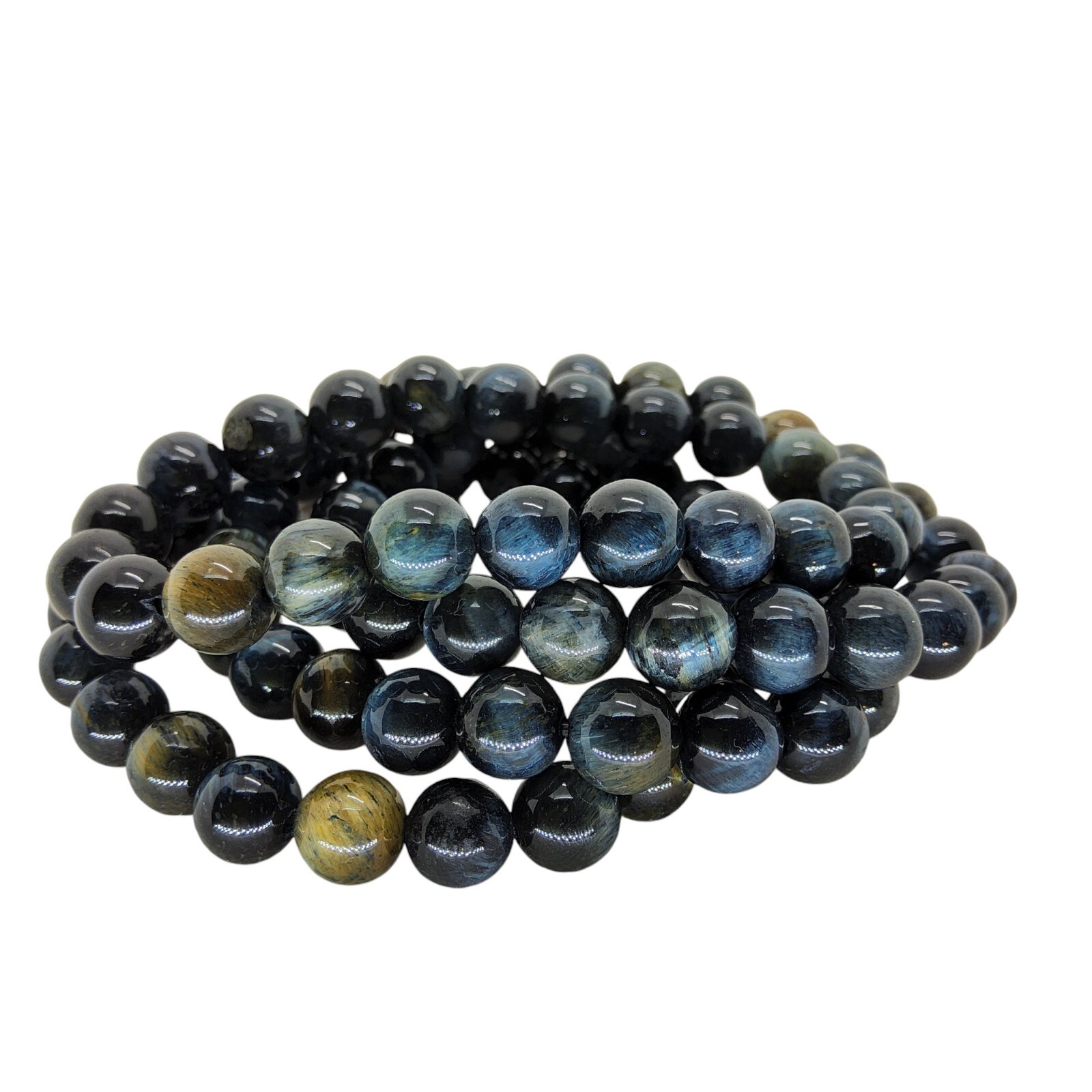 Tigers Eye, blue, Gemstone, bracelet, elastic, stretchy, handmade, #2049