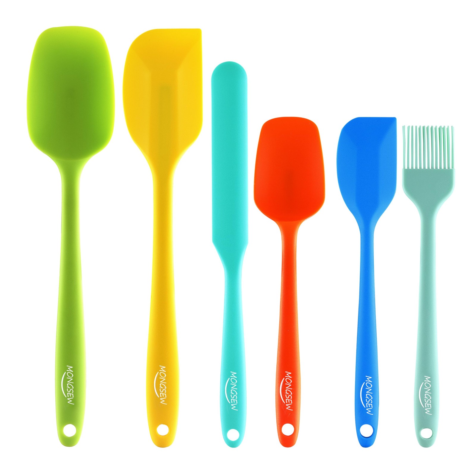 6PCS Silicone Spatulas, MONGSEW Food Grade Heat Large+Small, Multicolor