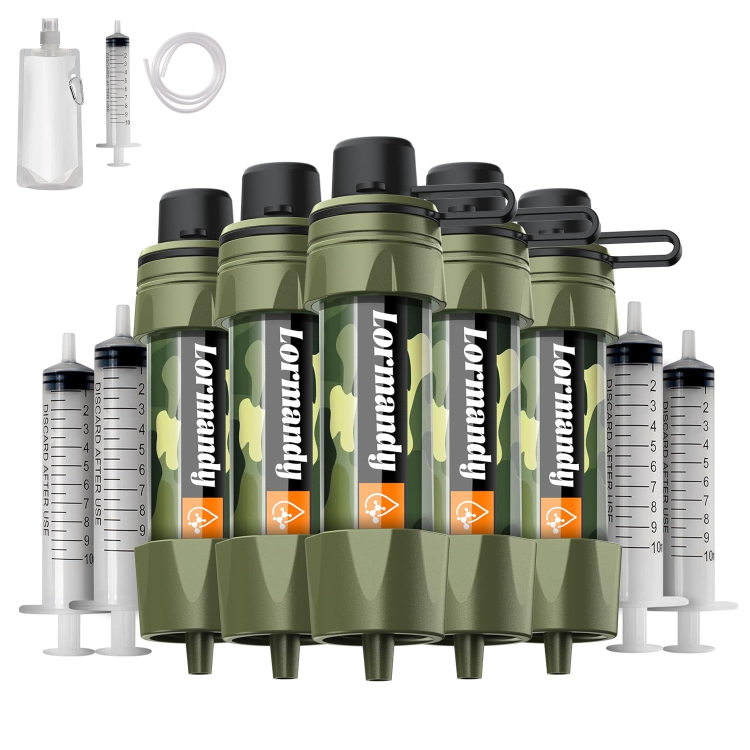 Straw Water Filter 5 Pack – Outdoor Camping & Hiking Survival Gear Kit for Famil