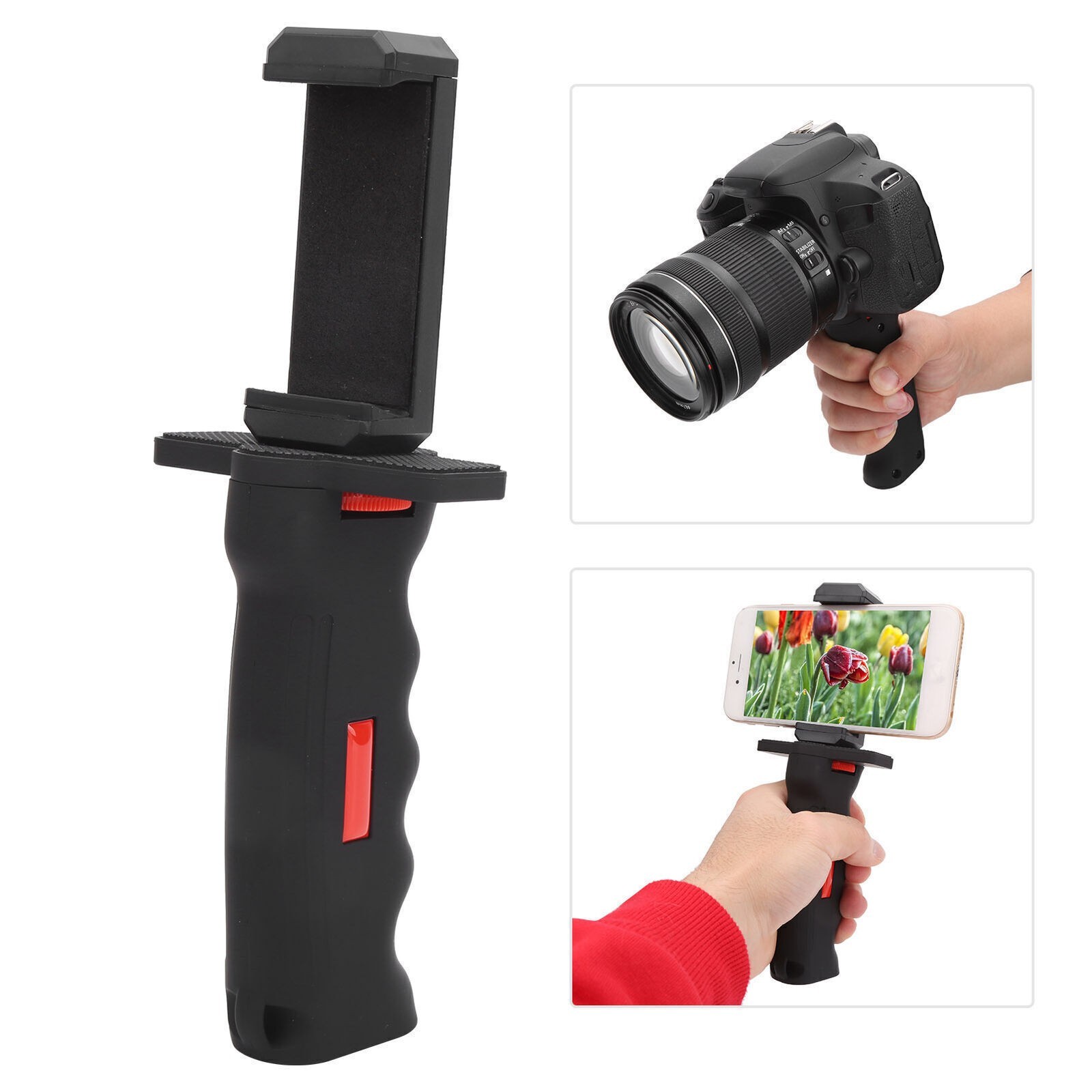 Camera Plastic Handheld Grip Stabilizer Handle Mount Stand with Mobile Phone
