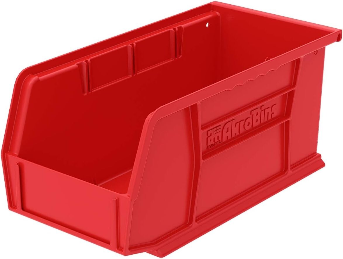 Stackable Storage Organizer Bin - 11-Inch x 5-Inch x 5-Inch - Red - 12-Pack