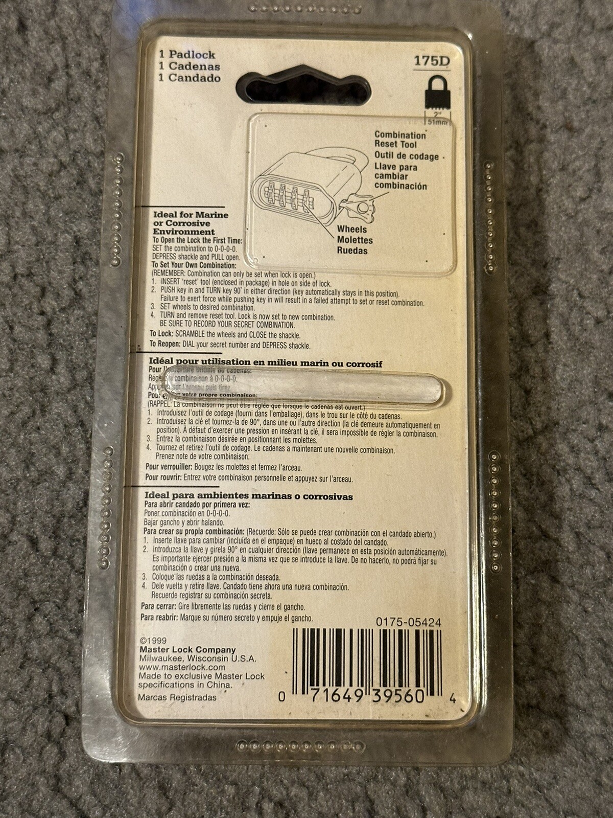 Master Lock 175D Combination Padlock-NEW SEALED!!!!!!