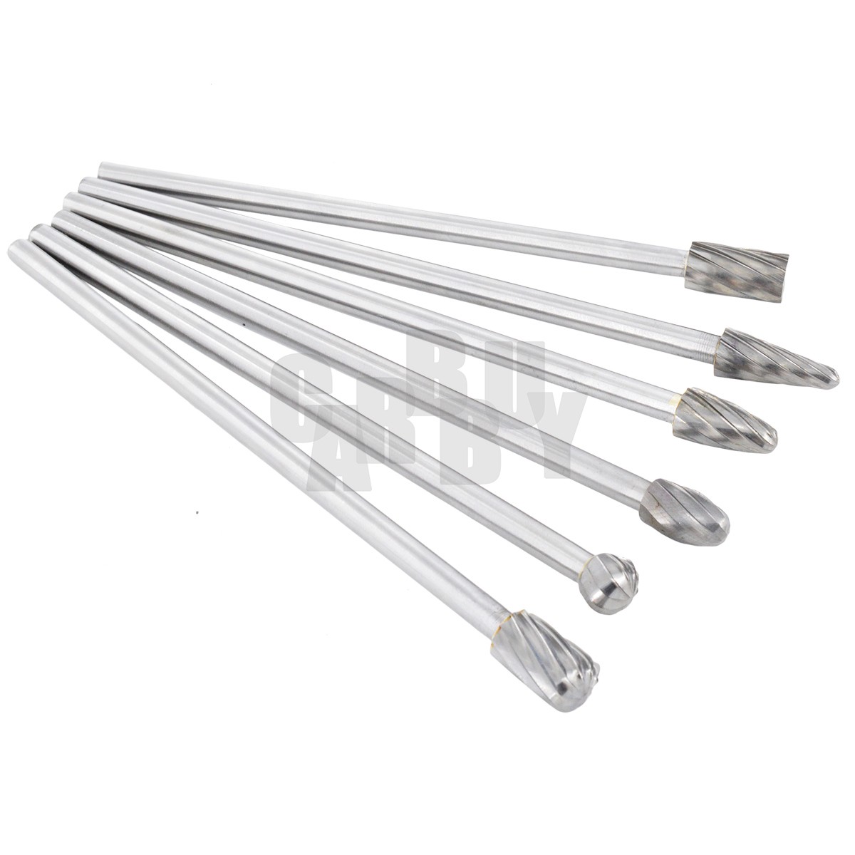 6pcs Tungsten Carbide Burr 1/4" 6mm Rotary Cutter Files Set CNC Engraving 10mm
