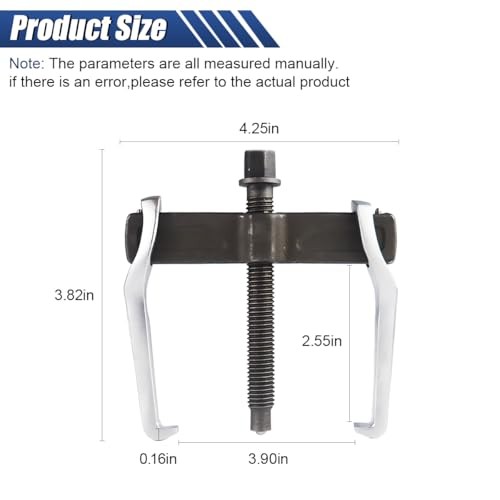 2-Jaw Gear Puller 4 Inch, Adjustable Two Jaws Bearing Puller for Pulley Black