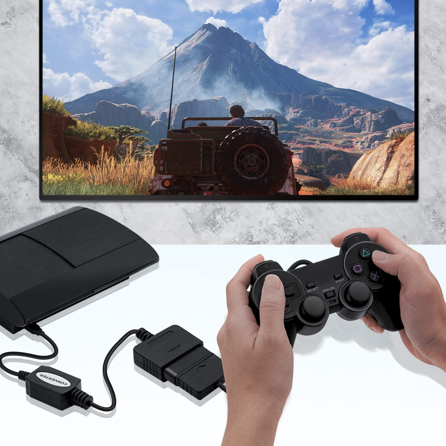 PS2 to USB Adapter Converter for PS2 Guitar Controller to PC/PS3 Controller