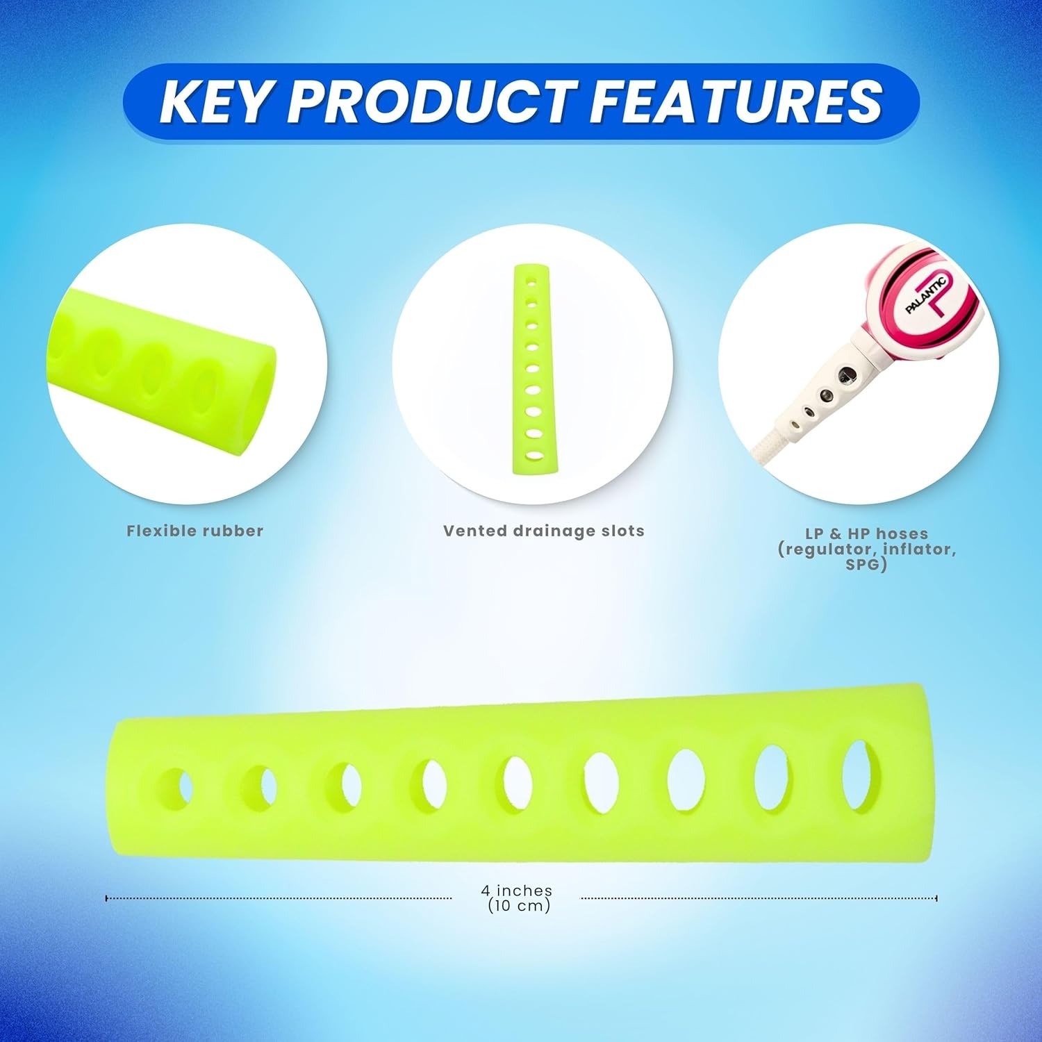 Scuba Diving 4" Long Vented Regulator Hose Protector – Soft Silicone Mouthpie...