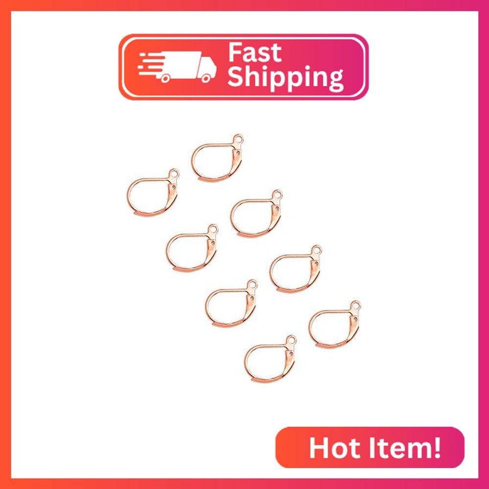UNICRAFTALE 50pcs Rose Gold Leverback French Earring Hooks Stainless Steel Hoop