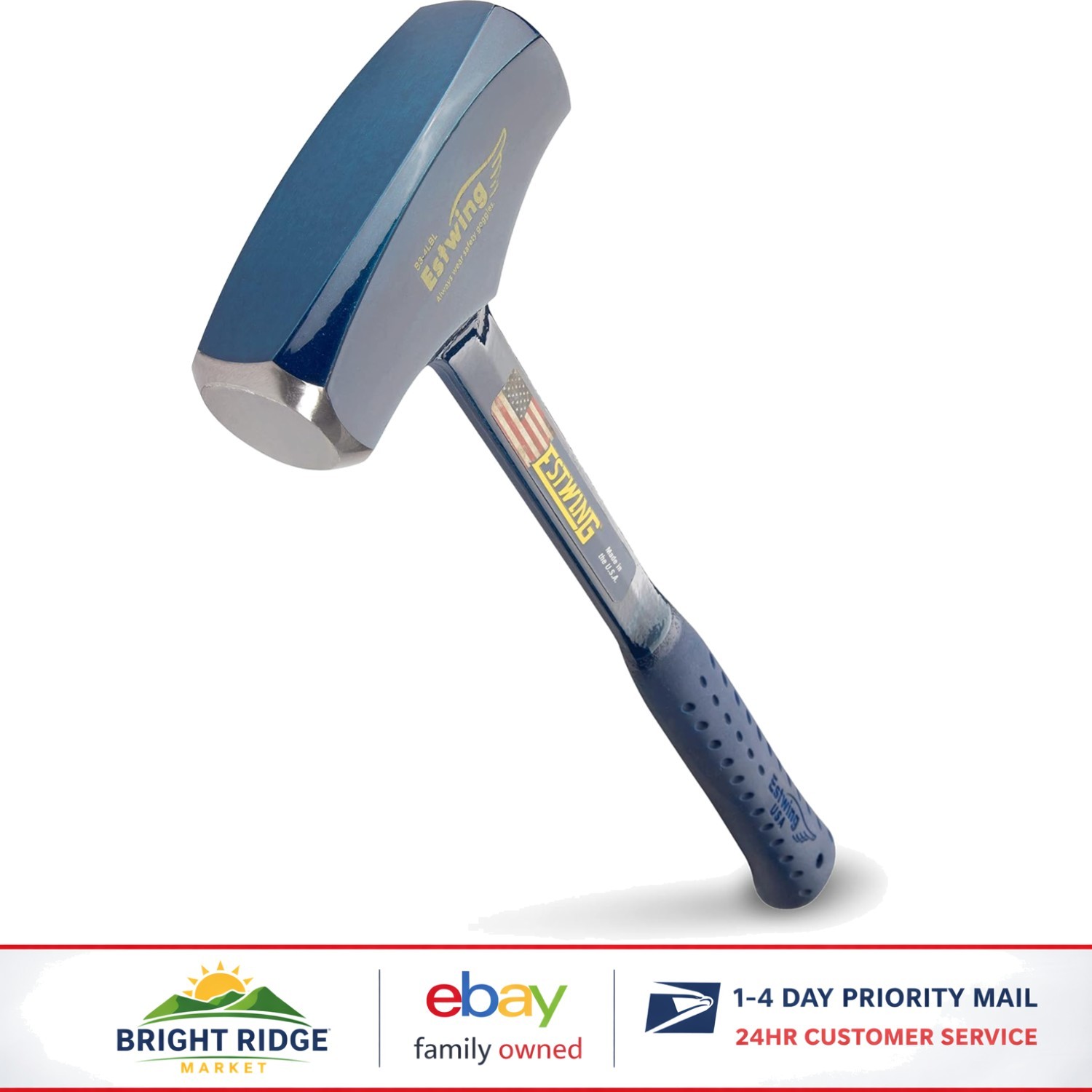 4-Pound Long Handle Sledge Hammer with Shock Reduction Grip for Heavy Hitting