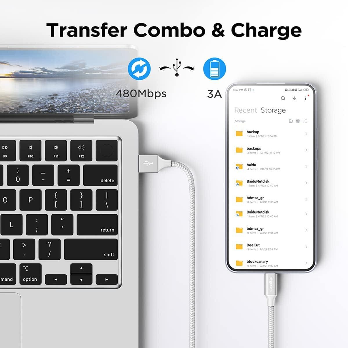 Braided USB Type-C USB-C to USB-A Fast Charge Cable Cord Charger Charging Sync