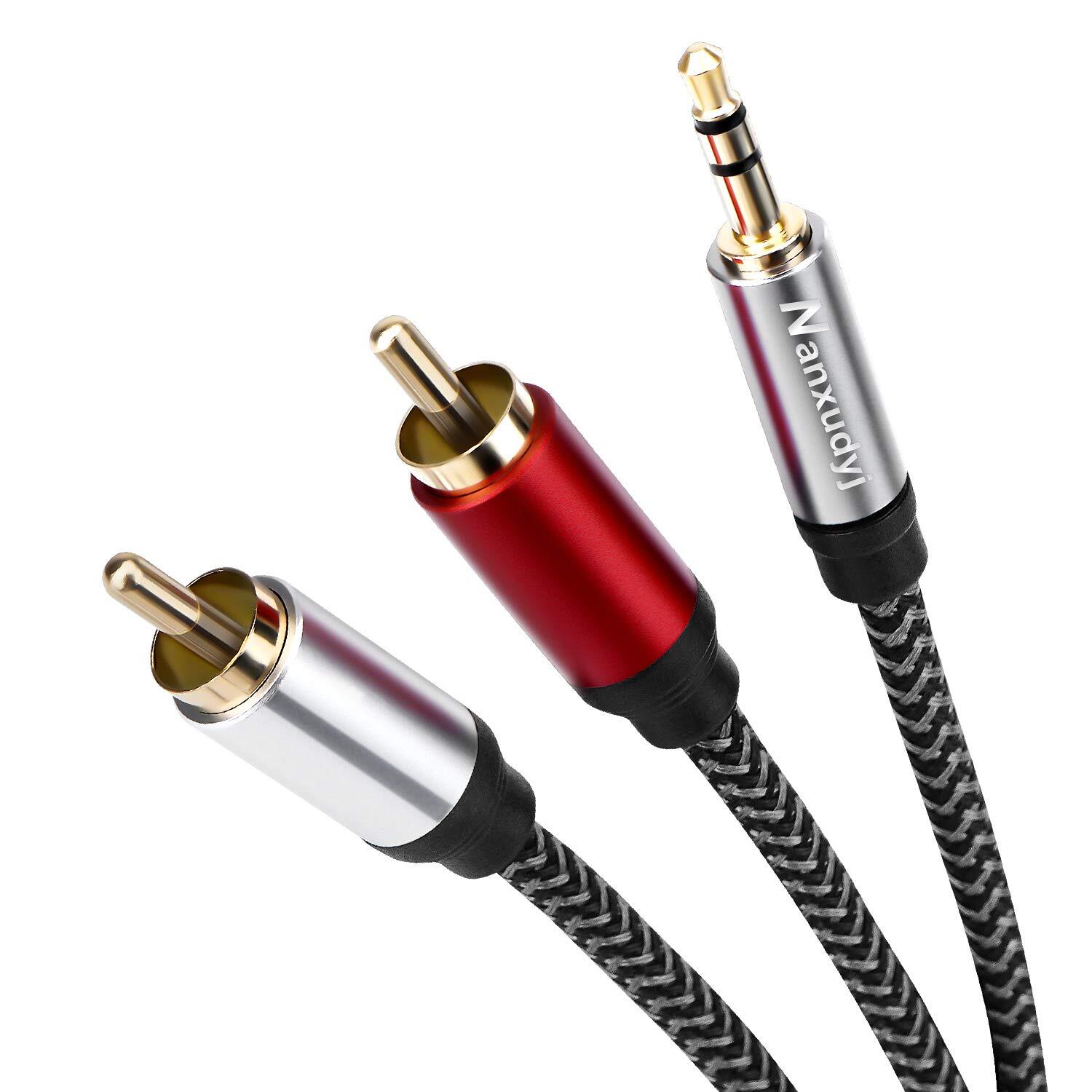 3.5mm to 2RCA Cable,15FT RC A Male to Aux Audio Adapter Headphone Jack Adapter
