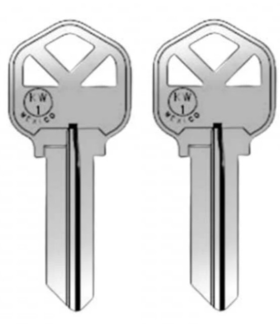 set of 2 KW1 Key - Nickel Finish Kwikset Key Blanks (JMA)
