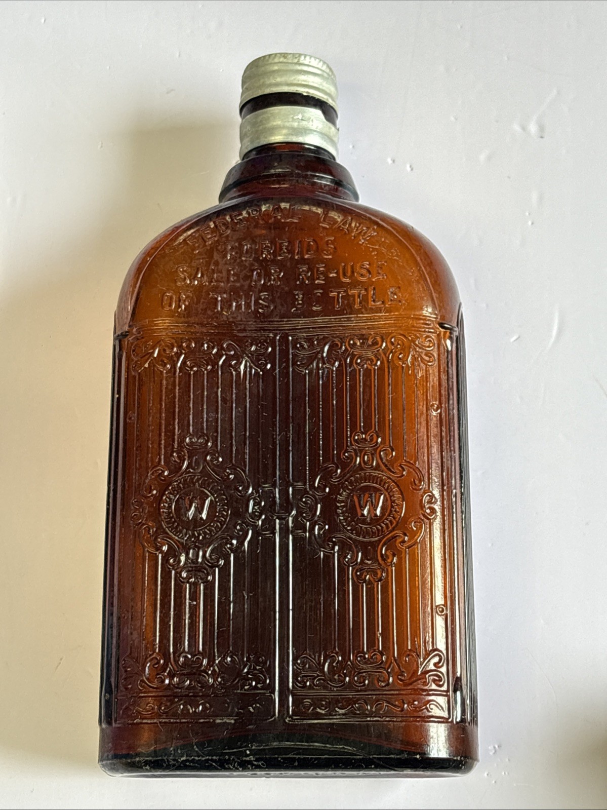 Vintage Amber Bottle-"Federal Law Forbids Sale Or Reuse Of This Bottle" ~ 1 Pint