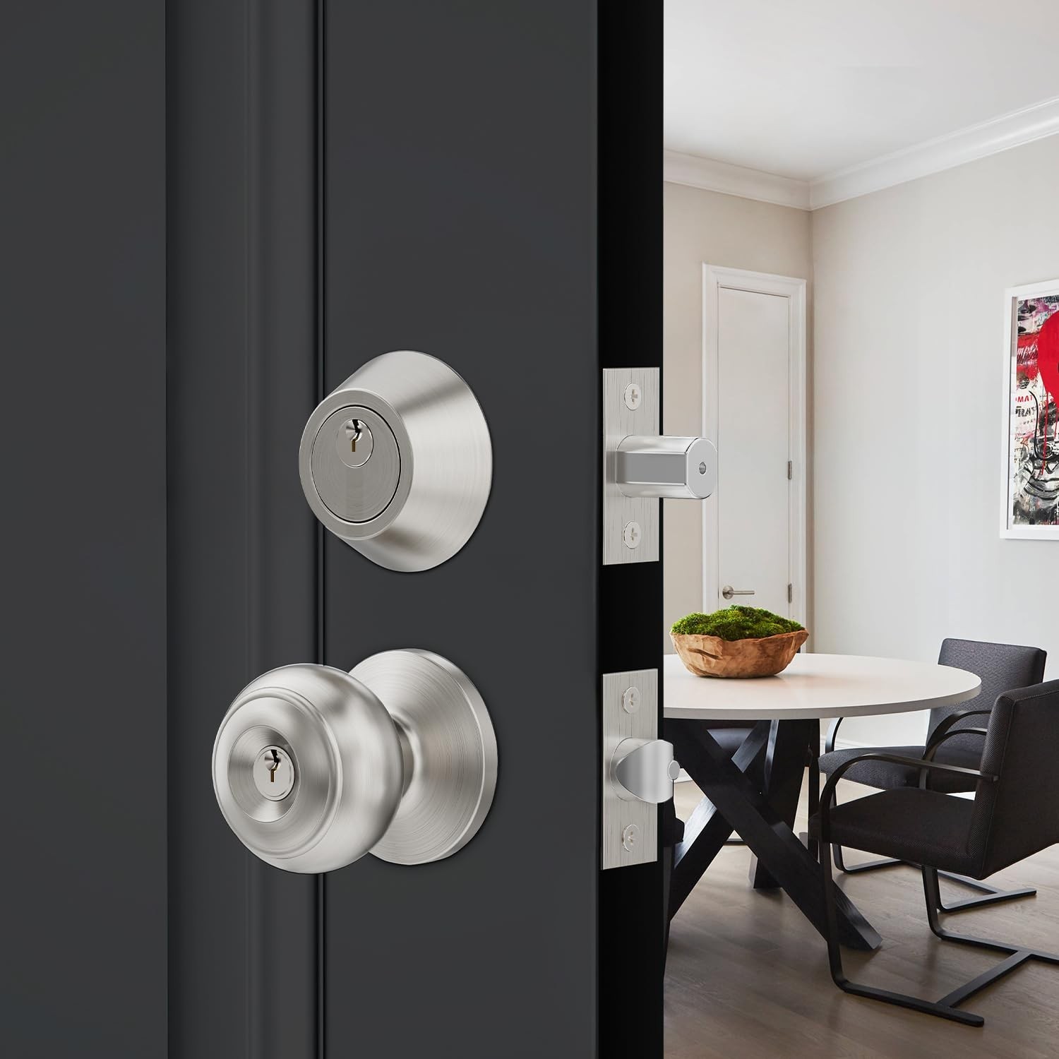 1 Set All Keyed Same Entry Door Knobs and Single Cylinder Deadbolt Combo Set ...