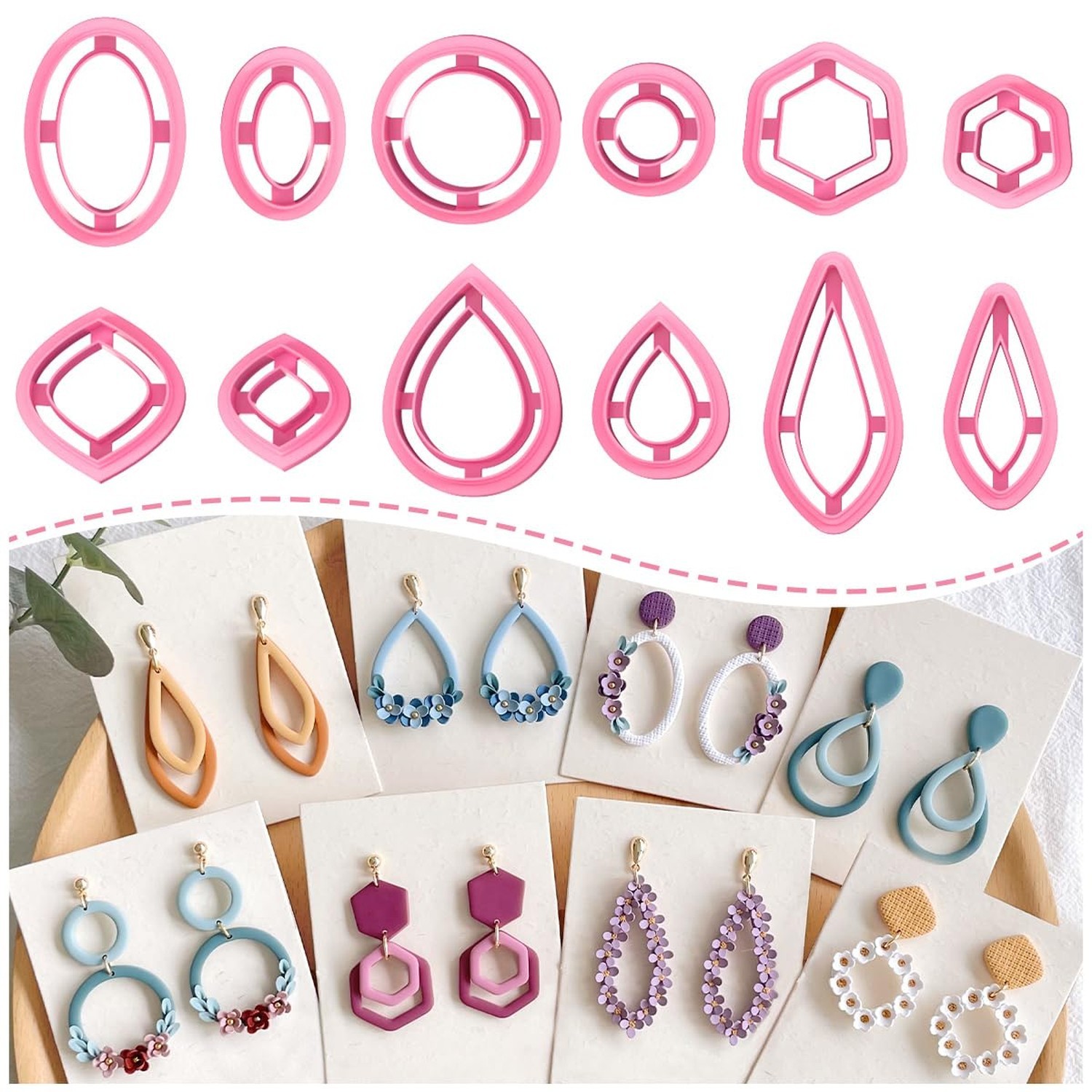 KEOKER Concentric Circle Clay Cutters for Polymer Clay Jewelry, 12 Shapes Org...