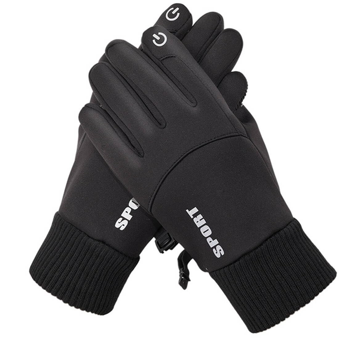 TsuvyXeg Winter Gloves Men Sports Warm Fleece Touch Screen Full Fingers Glove...