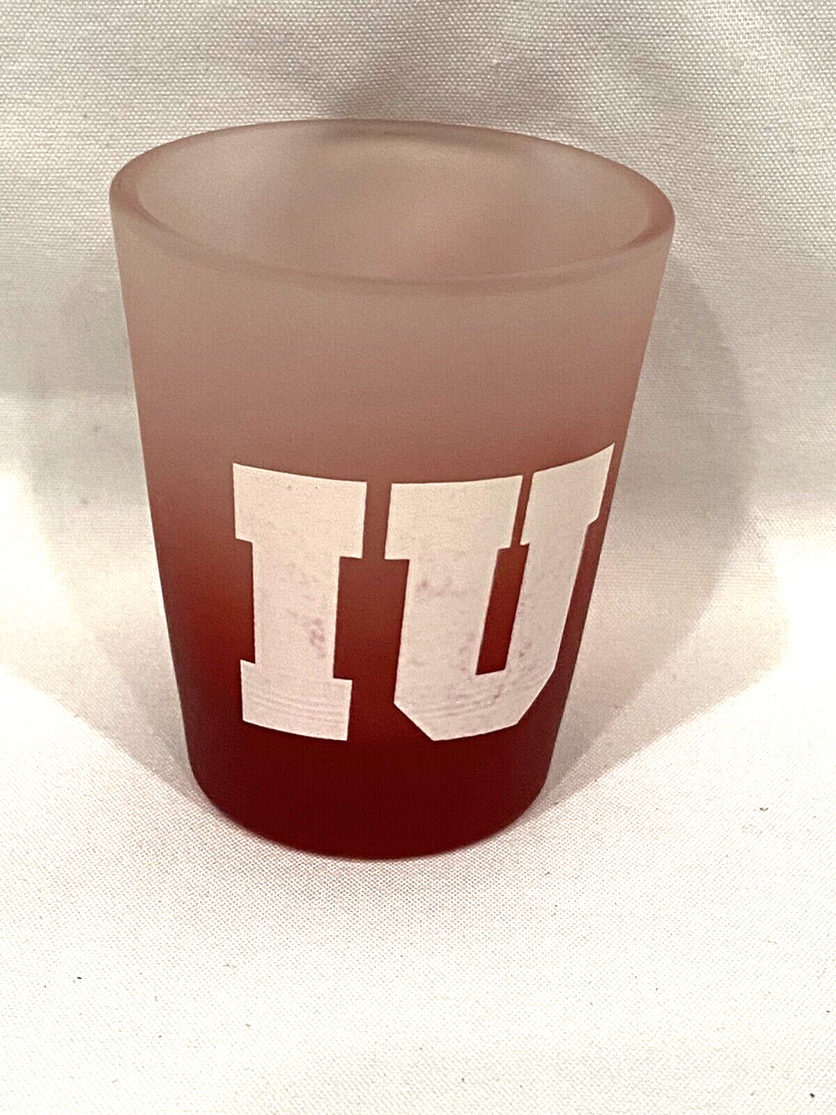 2oz Red & White Frosted IU Shot Glass
