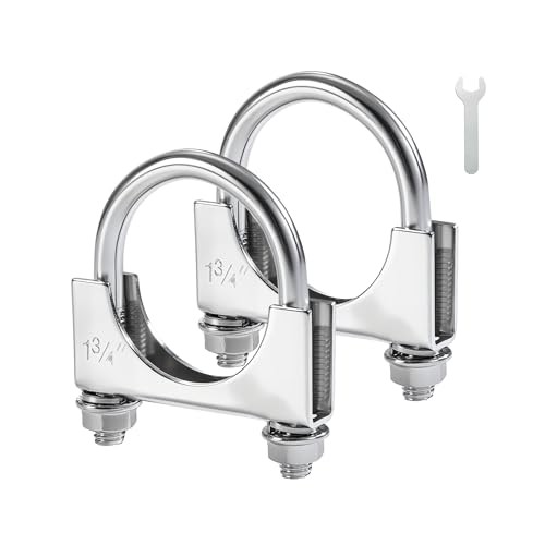 Heavy Duty U Bolt Exhaust Clamp, 1 3/4 Inch Stainless Steel U Muffler 1.75" 2