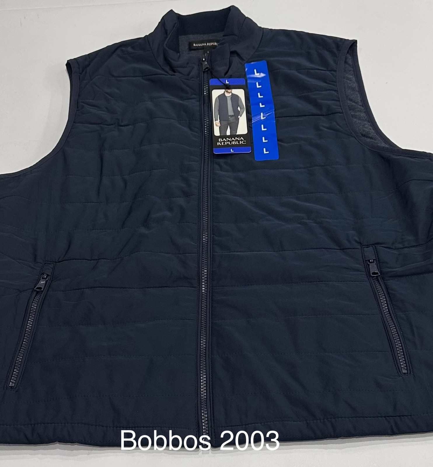 Banana Republic Men's Full Zip Sleeveless Lined Vest, Blue, Size L