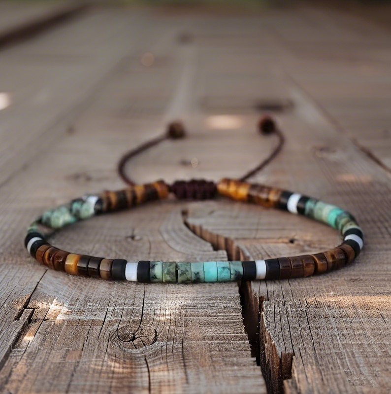 African Turquoise Tiger Eye Tube Beads Healing Dainty Women Men Lucky Bracelet