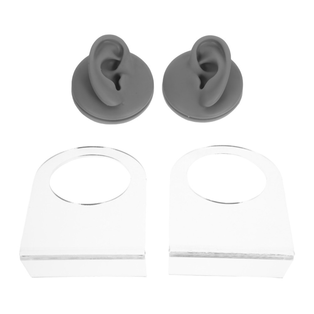 1 Set Flexible Silicone Ear Model for Jewelry Display and Piercing Training Grey