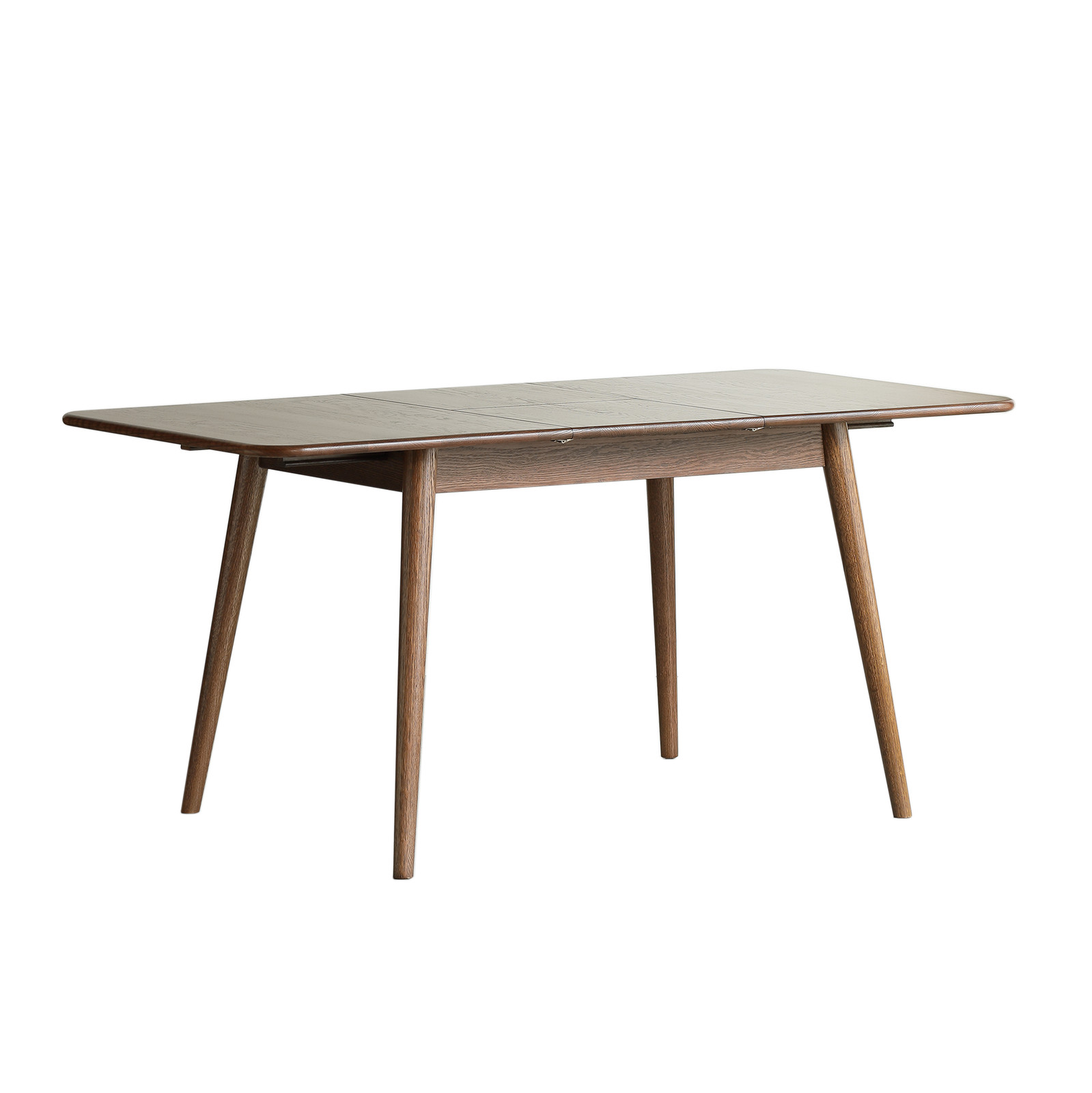 Walnut color solid oak round corner diagonal leg telescopic table 1.2-1.6m, fo