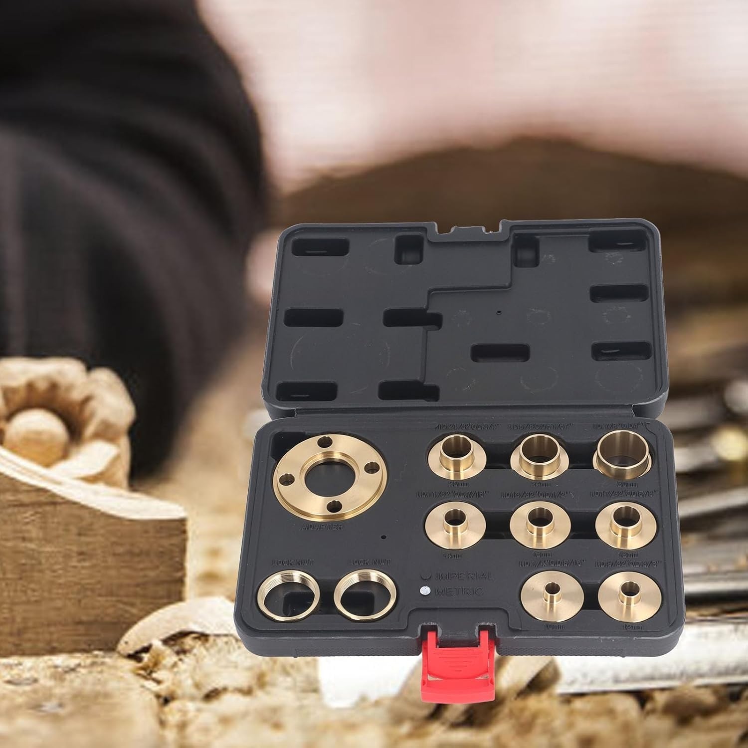 11Pcs Brass Router Bushing Guide Set Router Template Guide with Lock Nut Adaptor
