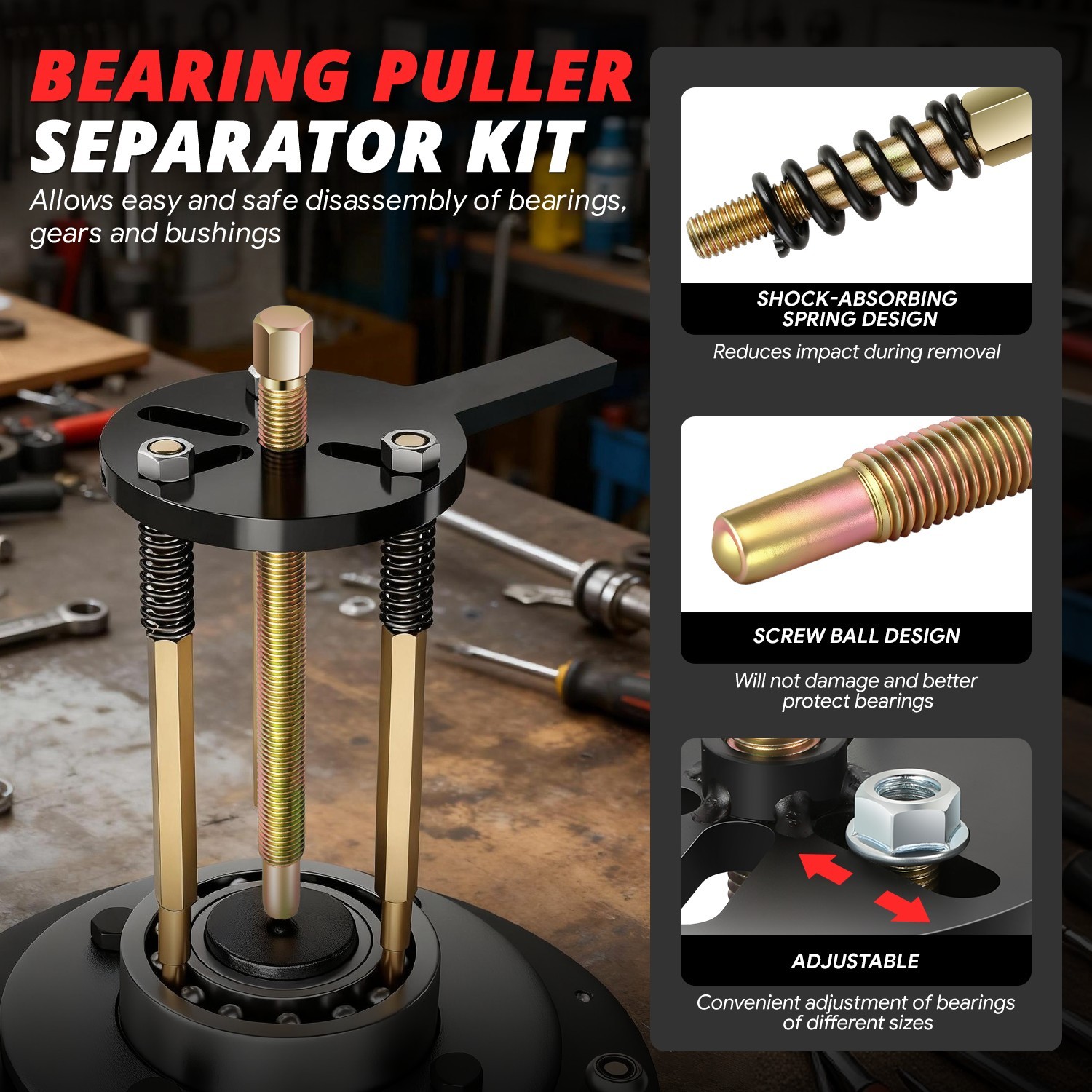 36 in1 Bearing Disassembly Puller Inner Hole Removal Tool Three-jaw Puller Set
