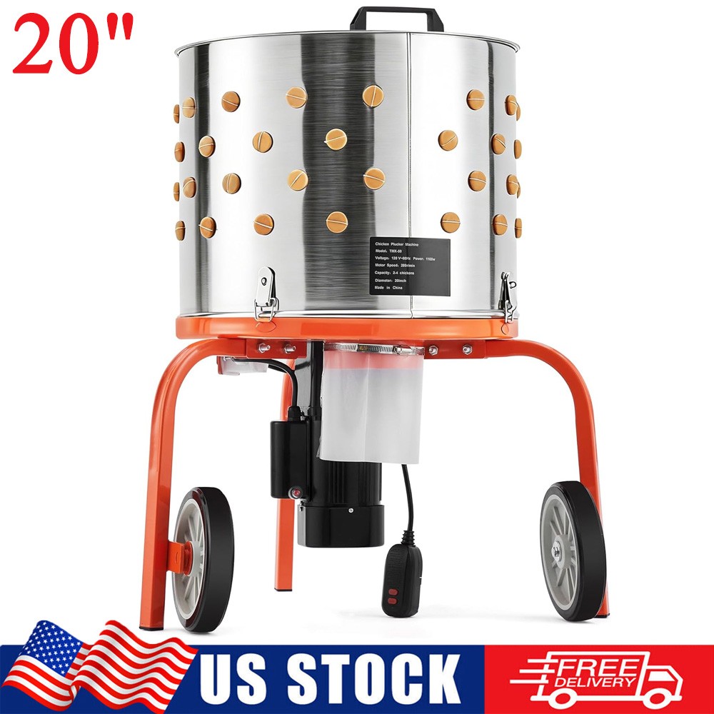 Chicken Poultry Plucker Machine Feather Plucker Stainless Steel Drum 3500RPM US