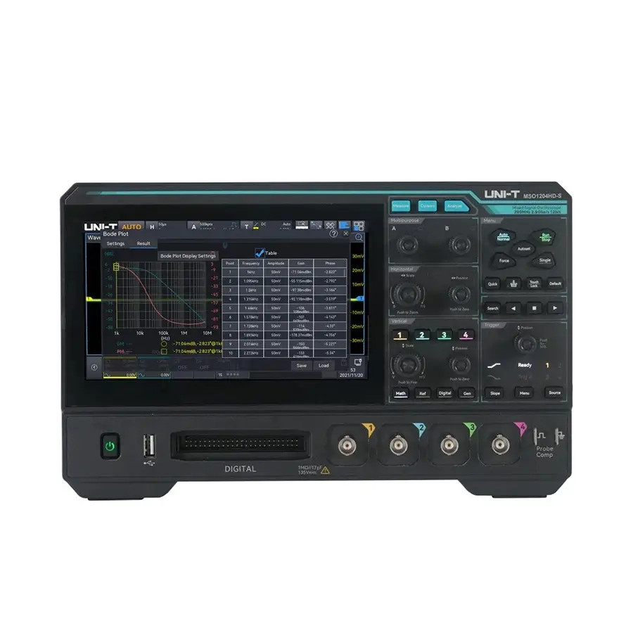 UNI-T MSO1254HD 250MHz, 4-Ch, 2.5 GSa/s High-Resolution Oscilloscope,