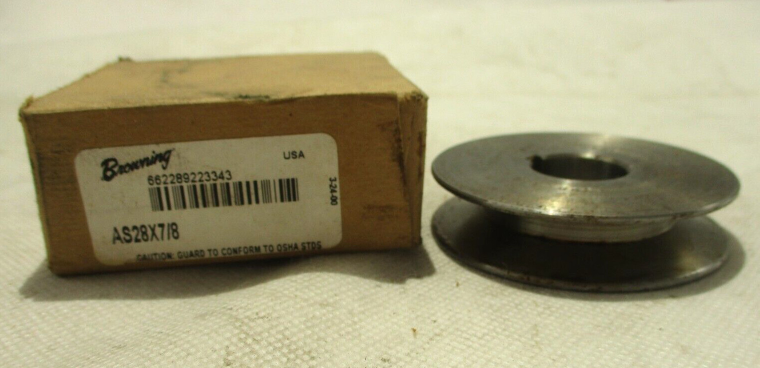 NEW BROWNING AS28X7/8 1-GROOVE V-BELT PULLEY-SHEAVE 7/8" BORE