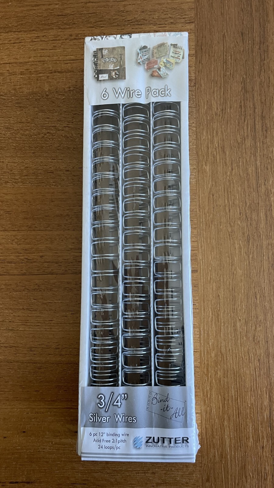 3/4" Binding Ring Silver Wires - 6 Wire pack- 12" binding wires & 24 Loops New