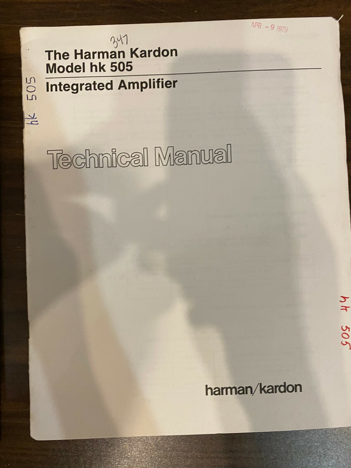 HARMAN KARDON HK505 505 Service Manual *ORIGINAL* BOOK OR PDF-FREE SHIP