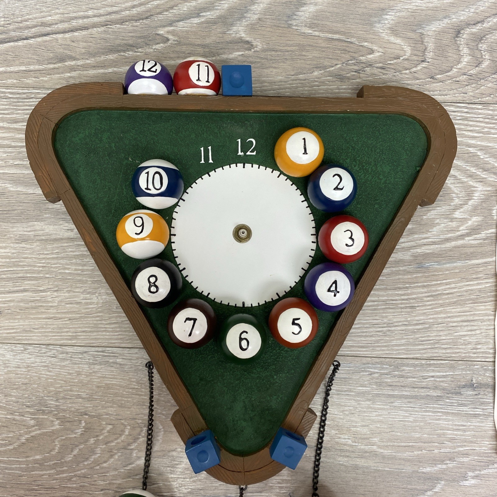 Billiards Wall Clock Pool Balls Triangle Man Cave Accent Table Game Room