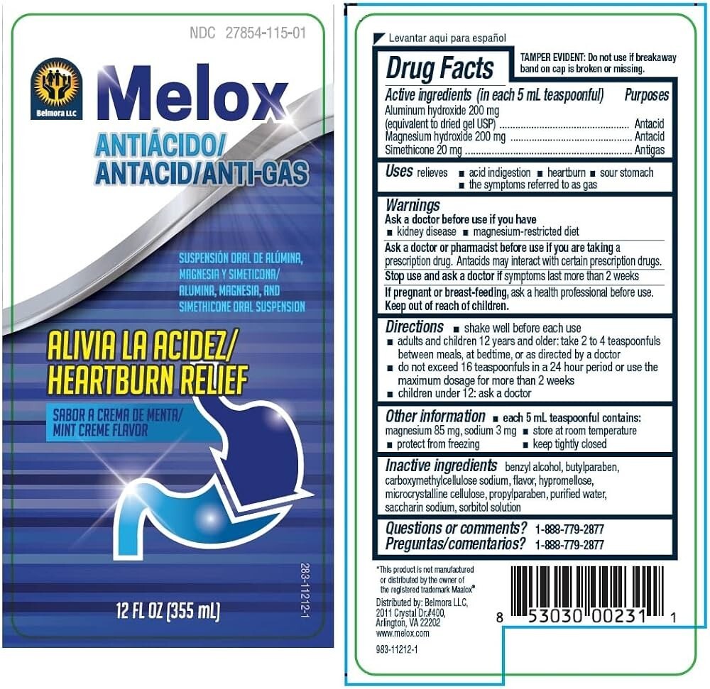 MELOX HEARTBURN RELIEF 12 FL OZ