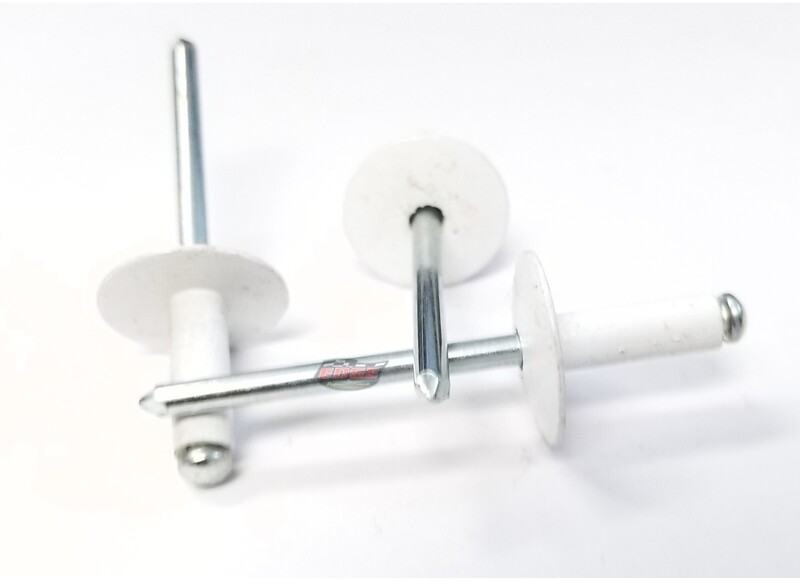 White 3/16" Rivet Large Flange Aluminum Head Steel Mandrel Blind Pop Rivets 2...