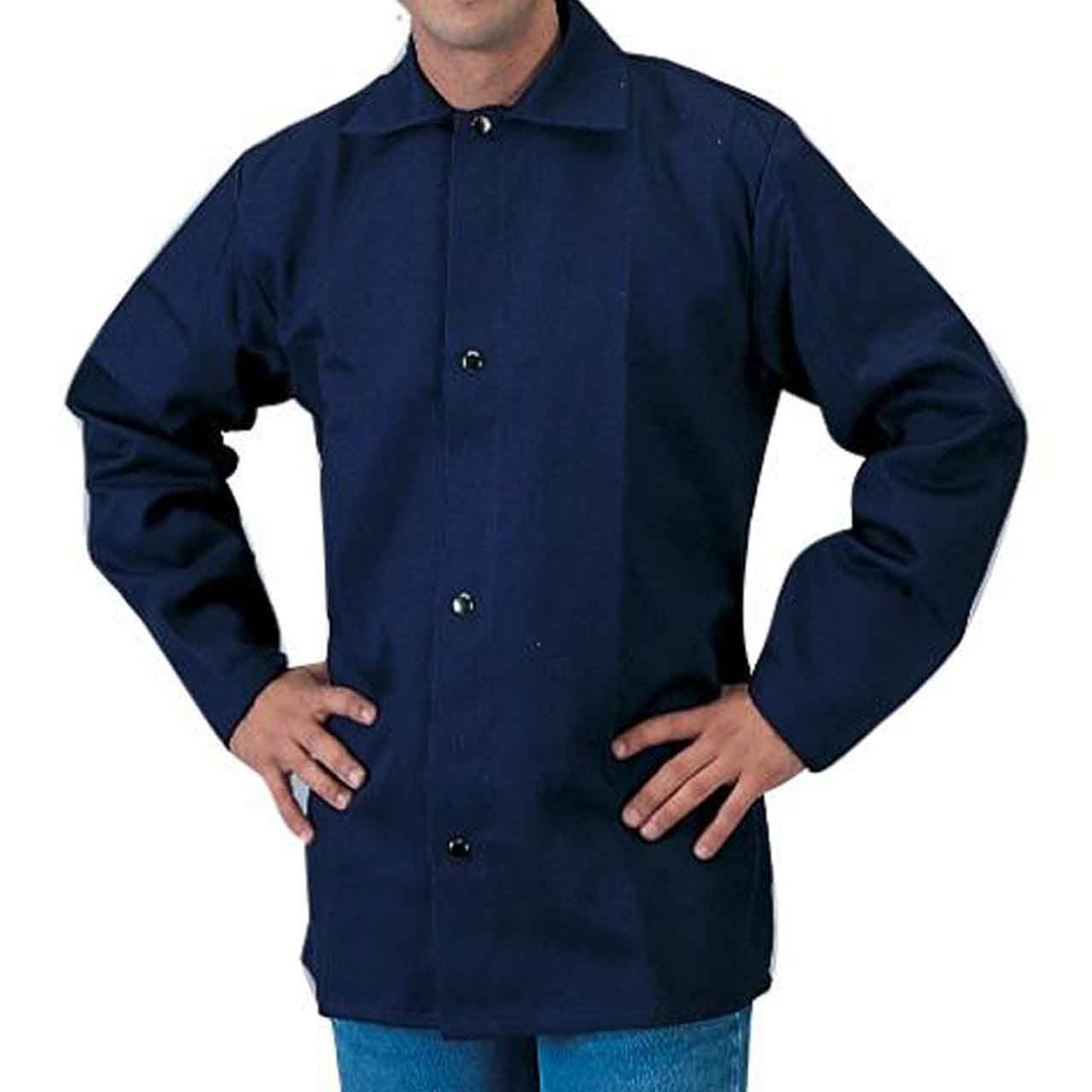 Tillman 6230B 30" 9 oz. Navy Blue FR Cotton Welding Jacket Small