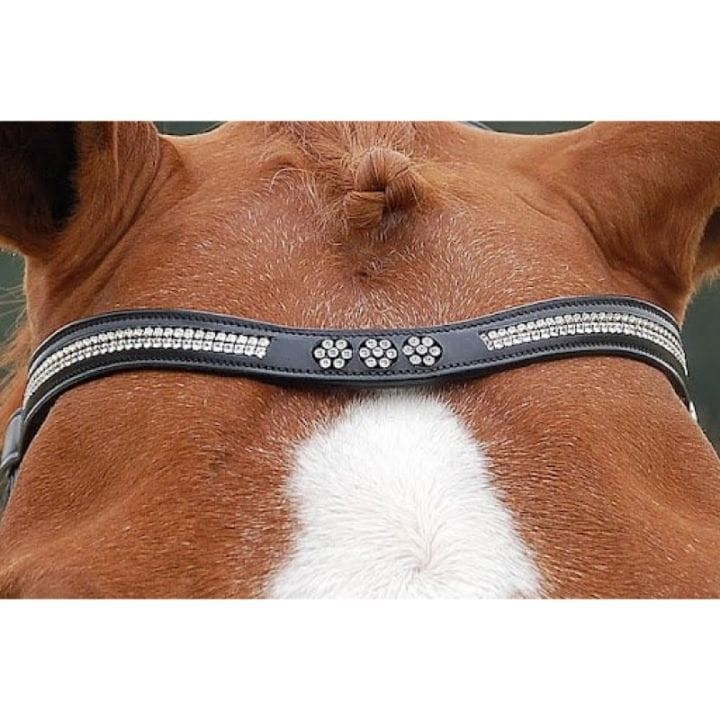 Dion Leather Browband - Flower Swarovski