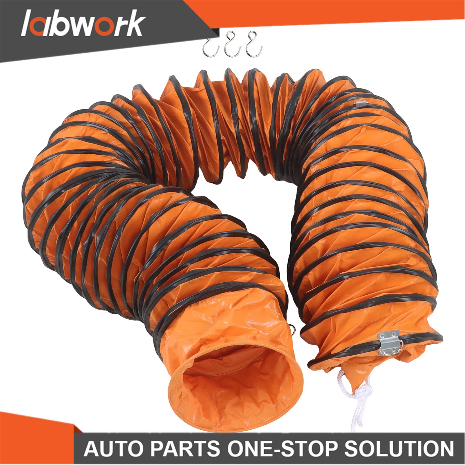 Labwork PVC 25 FT Flexible Duct Hose for 8 Inch Blower Exhaust Fan with S Hook
