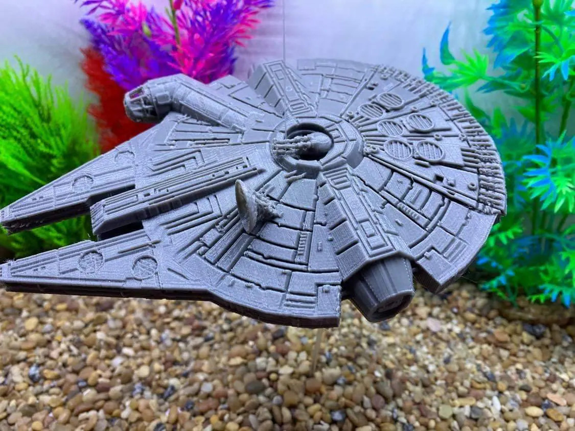 Star Wars Fish Tank Decor Millennium Falcon and At-St