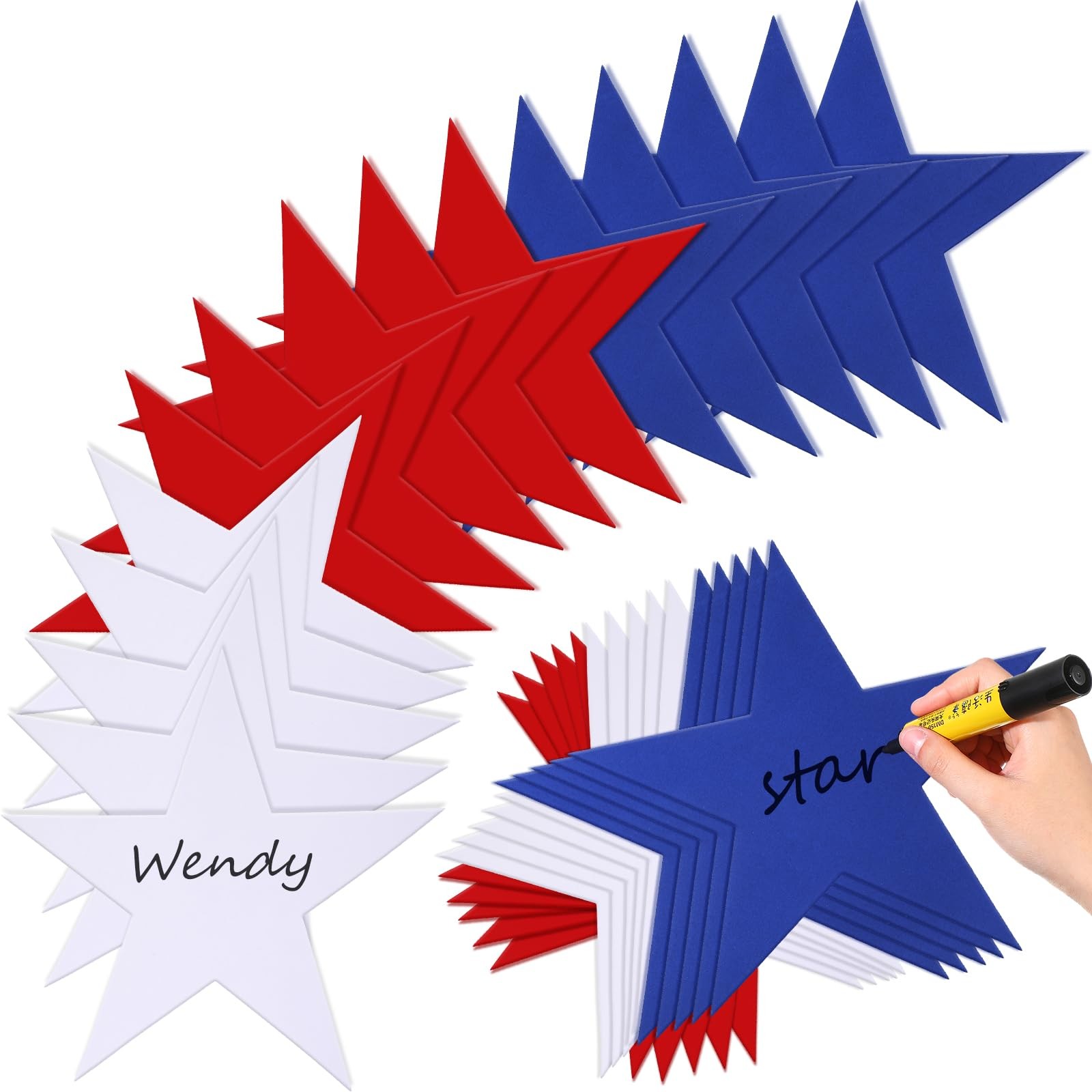 120 Pcs 12 Inch Large Patriotic Star Cutouts Paper Red White Blue Independence D