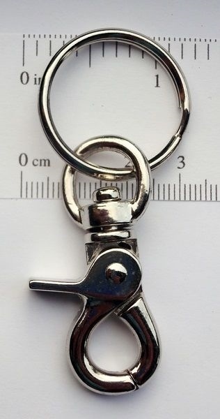3 Sturdy Swivel Trigger Clasp Claw w/ Key Ring SILVER Metal ~ for Purse + Crafts