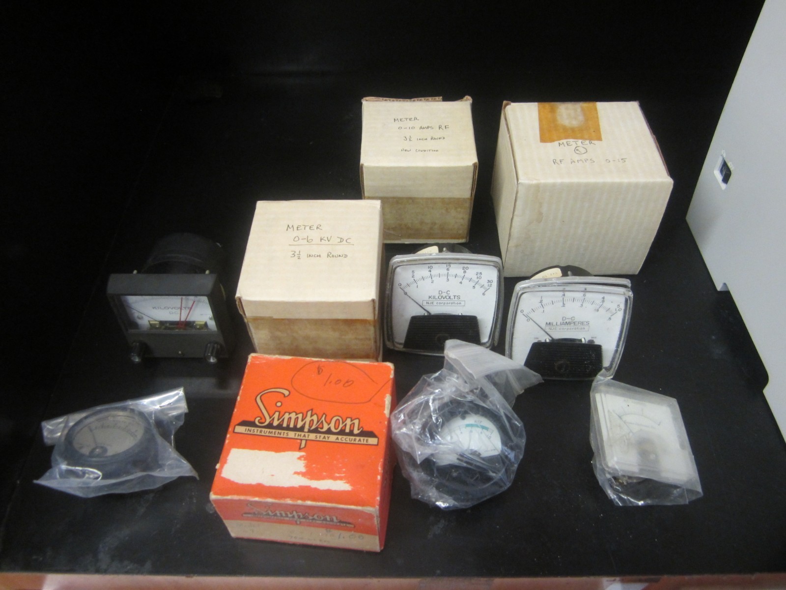 Lot of 10  DC Milliamperes Kilovolts, Meters, all kinds, look at pictures!