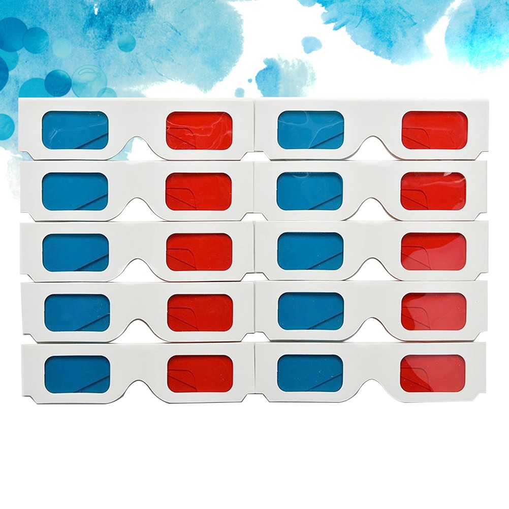 Set Of 50pcs 3D Paper Glasses Red Blue Lens For Home Cinema Viewing