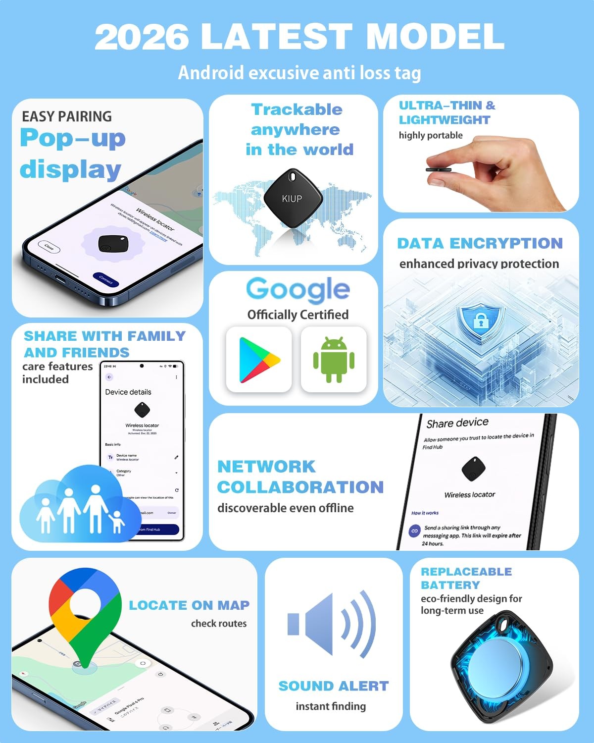 Tags for Android,Tags-4 Pack Android,2 Year Battery Life,Tracker Tags with 4 ...