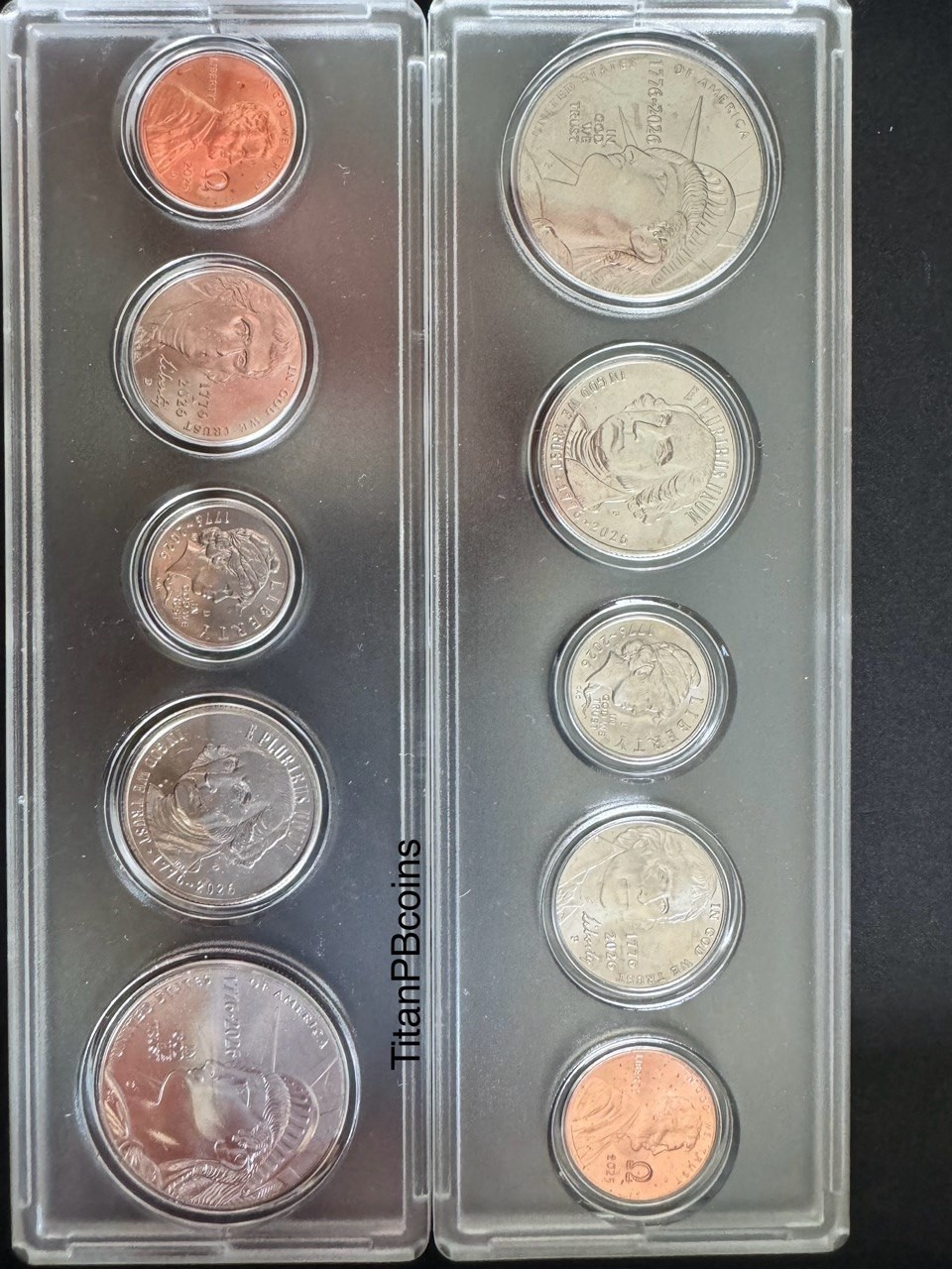 1776-2026 P&D Semiquincentennial 10 Coin Set w/ 2025 Omega Counterstamped Penny