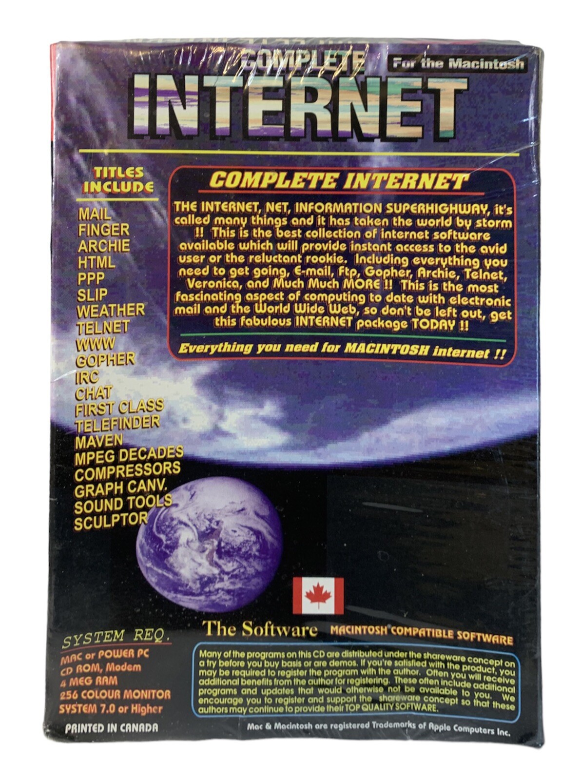Complete Internet CD Rom by Software Solutions for Mac Sealed VTG