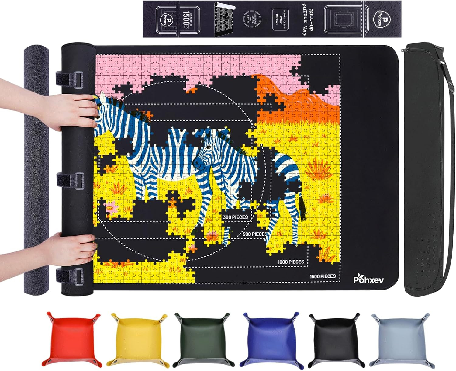 Rubber Puzzle Mat Roll Up，Jigsaw Saver Pad Matt Rollup 46" X 26" up to 1500 1000