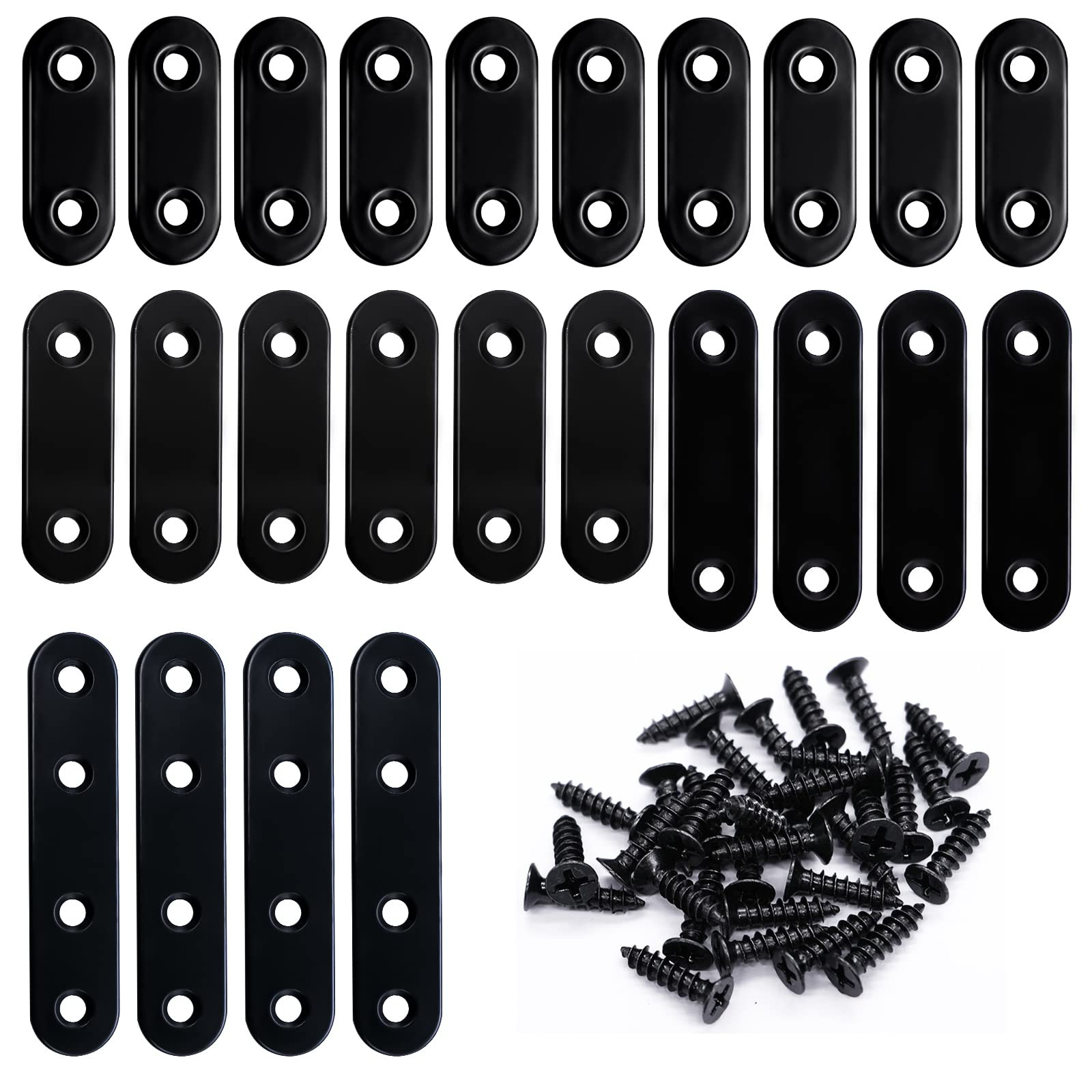 86Pcs Stainless Steel Black Straight Flat Brace Bracket Metal Brackets Mending R