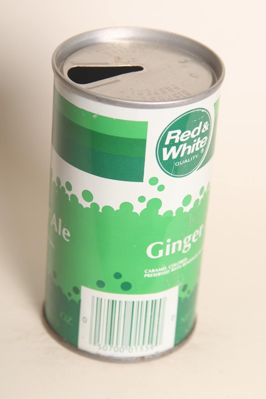 Red & White Ginger Ale soda can