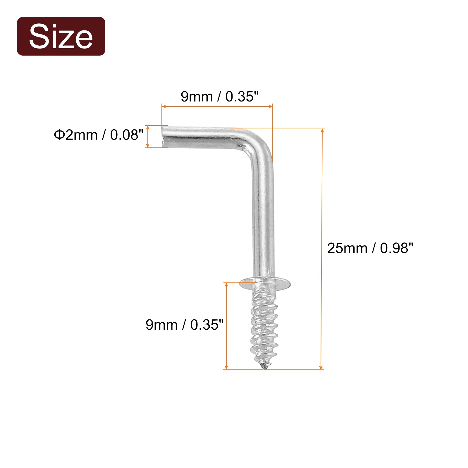 40 Pcs L Shape Hooks, 5/8 Inch Right Angle Screw Hooks for Hanging, Silver